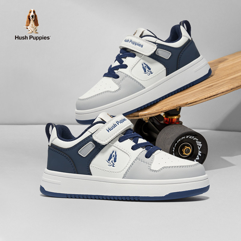 暇步士童鞋男女童板鞋2025新款运动休闲鞋拼色皮面软底篮球跑步鞋