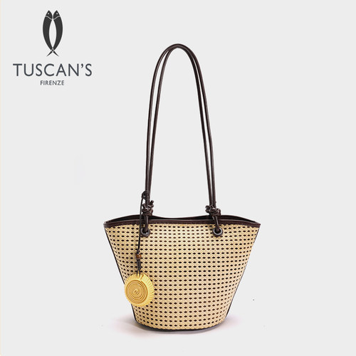 TUSCAN'S真皮手提单肩包水桶包女