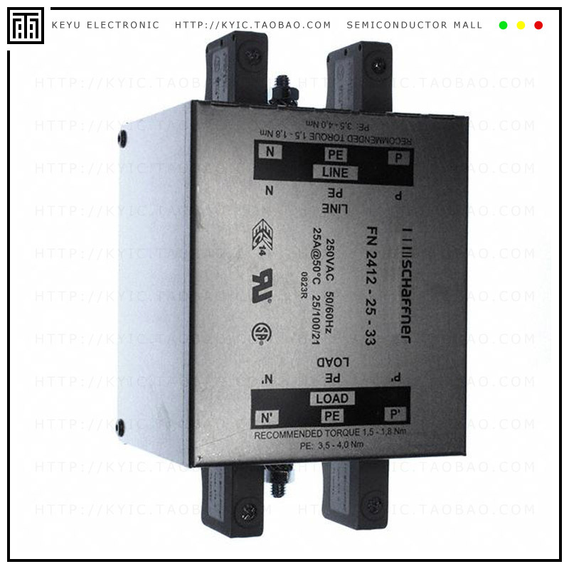 FN2412-25-33【LINE FILTER 250VAC 25A DIN RAIL】