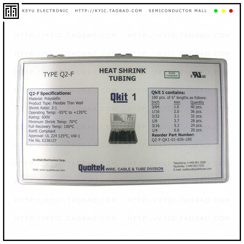 Q2-F-QK1-01-6IN-180【HEATSHRK KIT SMALL SZE BLK 180PC】