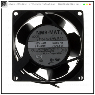 A00 FAN WIRE 12W 115VAC B20 80X38MM 3115FS AXIAL