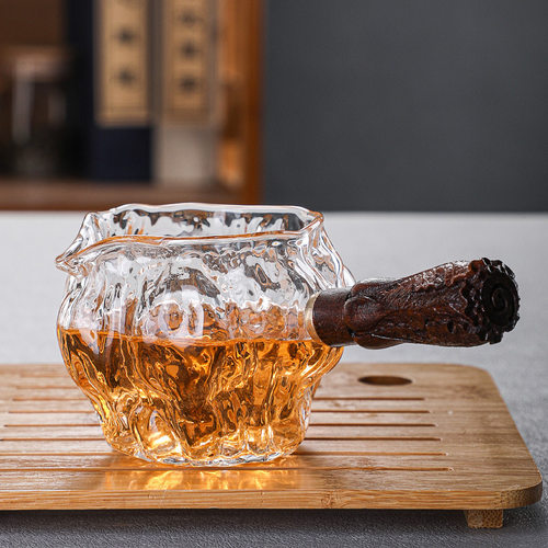 厂家批发木把玻璃公道杯功夫茶具