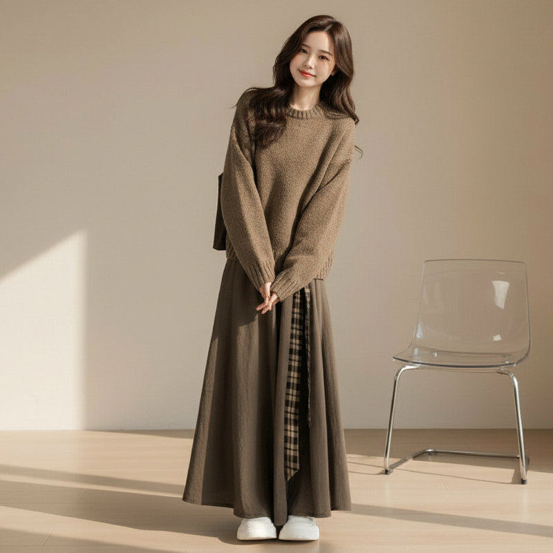 美拉德针织毛衣连衣裙子2025新款今年流行爆款江浙沪富家千金裙裤