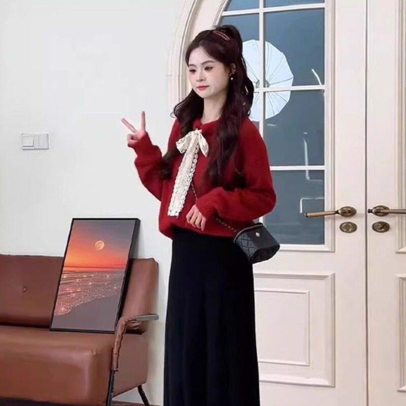 深冬季女装2026新款超火穿搭配一整套韩系巨好看的圣诞红色两件套