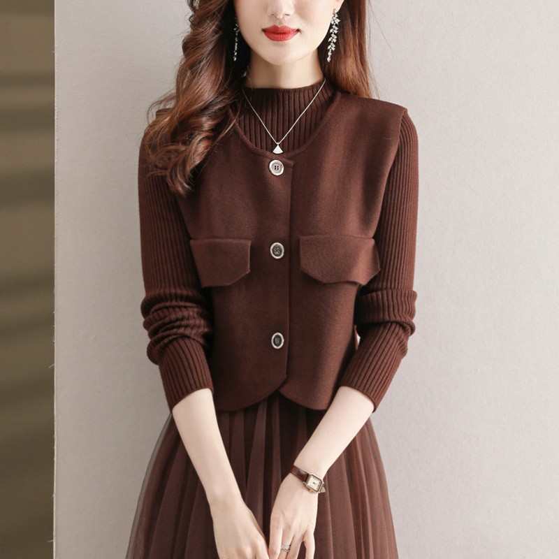 羊毛针织马甲小外套女装春秋