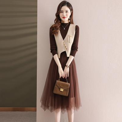 打底毛衣裙针织国风马甲