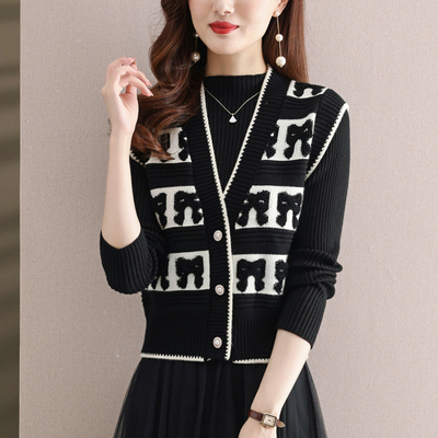 小香风针织马甲背心两件套装女