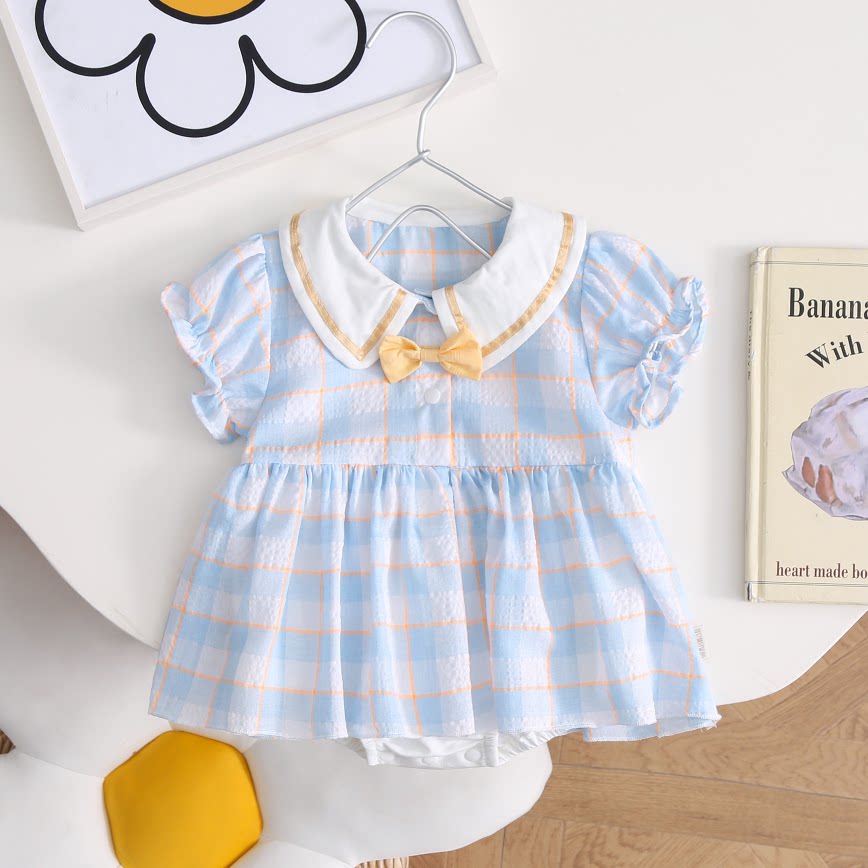 新生婴儿夏装女宝宝公主裙子夏季薄款洋气满月百天照外出包屁衣服