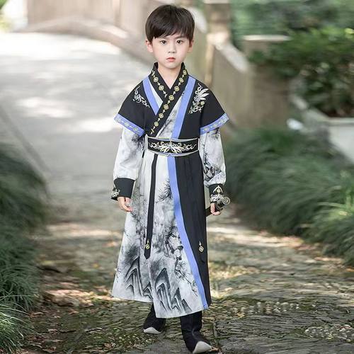 汉服男童秋装2026新款男孩古风帅气小少爷古装儿童唐装公子国学服