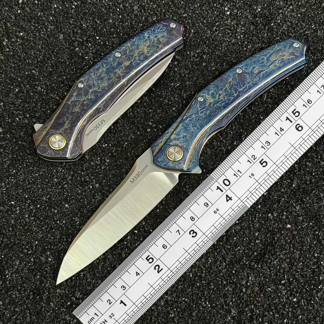 暴风钛合金M390雷电纹折叠刀