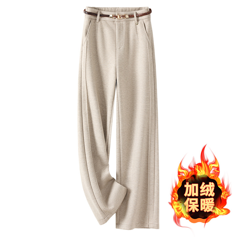 魔美名作苏昔费依女装村上春燕麦色毛呢阔腿裤子女2025新款秋冬款