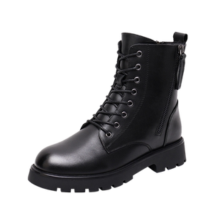 3515强人马丁靴加厚羊毛皮毛一体棉鞋真皮百搭短靴厚底保暖靴子