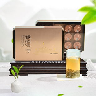 72g 四川峨眉山绿茶花茶红茶礼盒送人 茶礼6g 峨眉雪芽小罐装