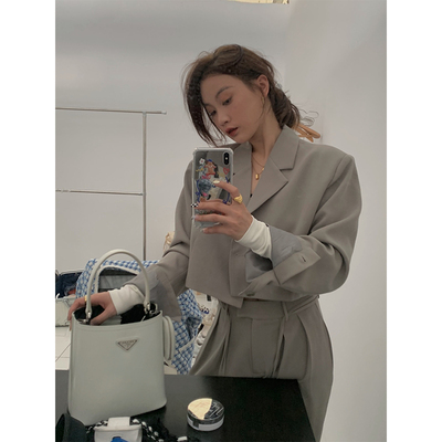 areushop灰色小西装高级感炸街