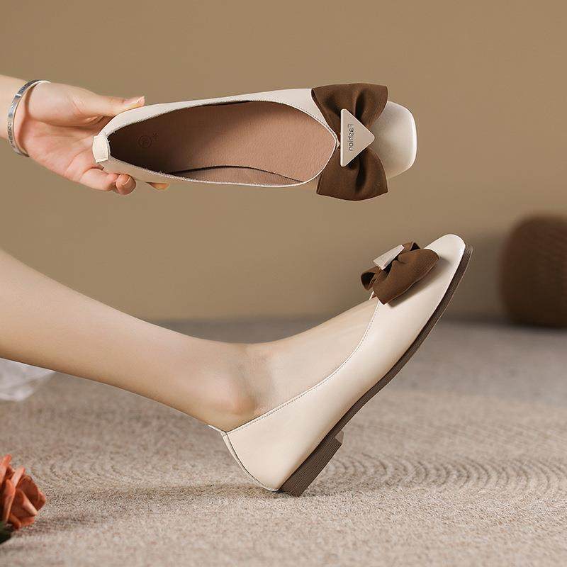 四季青广州十三行即墨春夏真皮女鞋奶奶蝴蝶结鞋女浅口配裙不累工,女鞋,浅口单鞋,淘宝优惠券,粉丝福利购,淘宝优惠卷