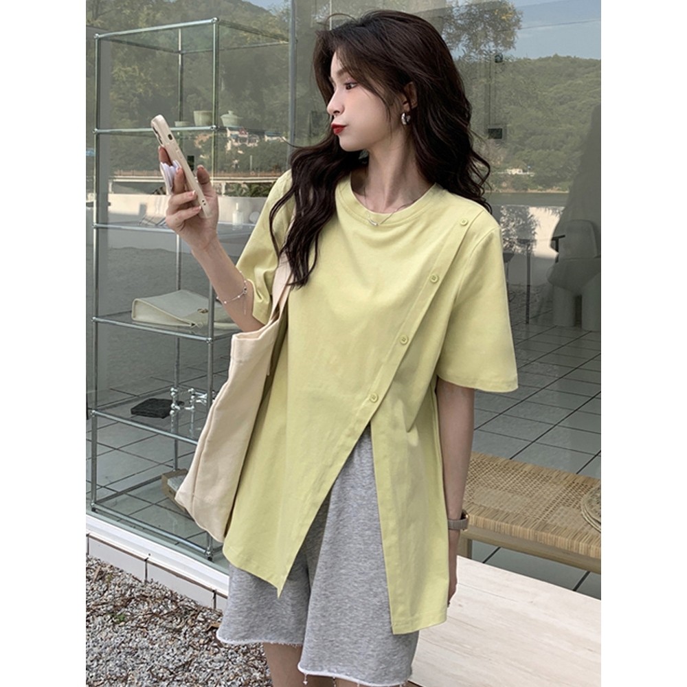 四季青广州十三行即墨开叉t恤女夏短袖设计感2025新款不规则原宿,女装/女士精品,T恤,淘宝优惠券,粉丝福利购,淘宝优惠卷