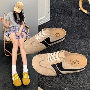 新款 女2026夏季 小众复古in 源头工厂德训包头半拖鞋 青岛福客来女鞋
