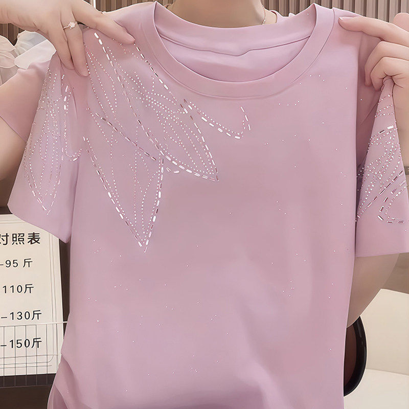 韩国粉色重工亮片短袖T恤女2026夏季新款宽松显瘦洋派高级感上衣