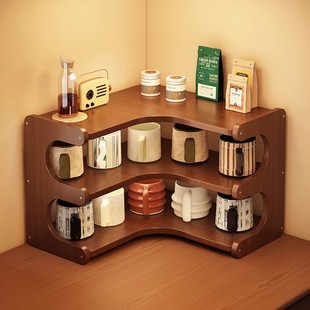 桌面置物架家用桌上台面收纳架角落咖啡杯水杯杯子架多层转角书架