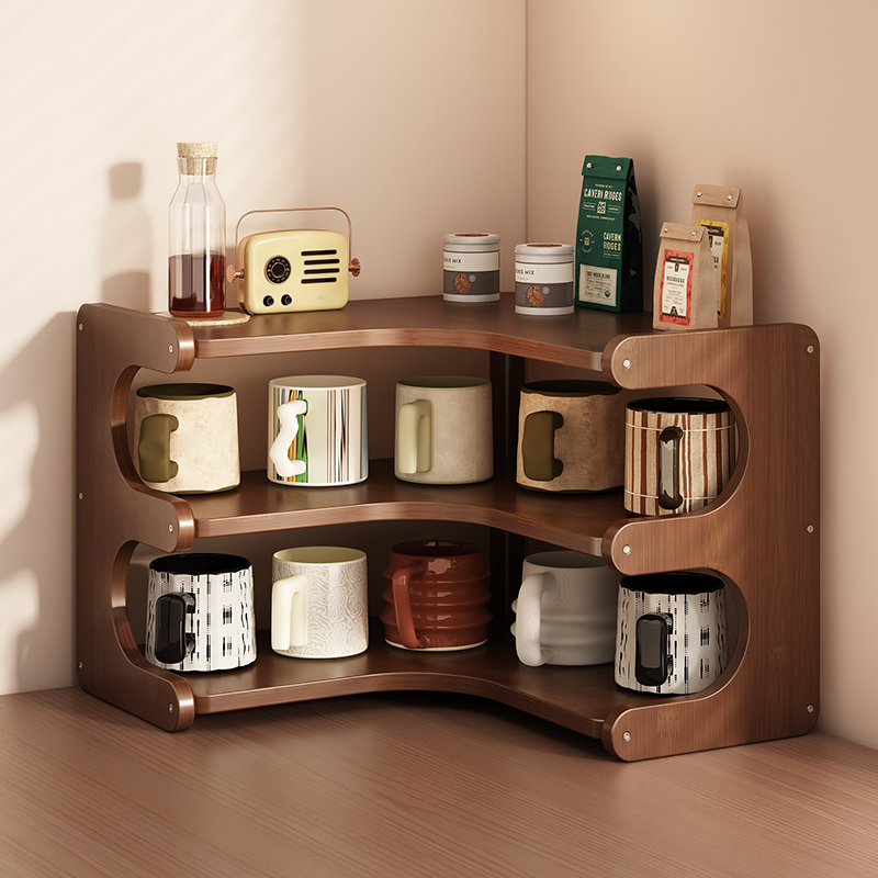 实木桌面置物架多层收纳架