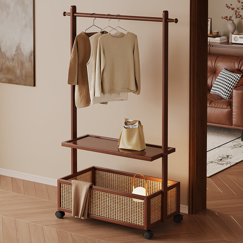 衣架落地卧室家用挂衣架实木次净衣帽架晾衣服收纳架子小型置物架