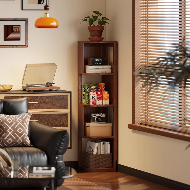 实木转角落地书柜置物架