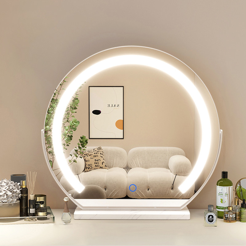 梳妆台LED化妆镜可翻转大号双面台式桌面梳妆镜卧室高级感大镜子