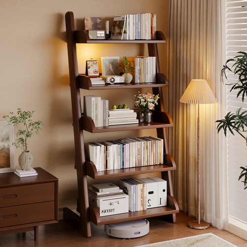 实木书架客厅落地置物架家用儿童多层收纳储物转角柜简易展示架子