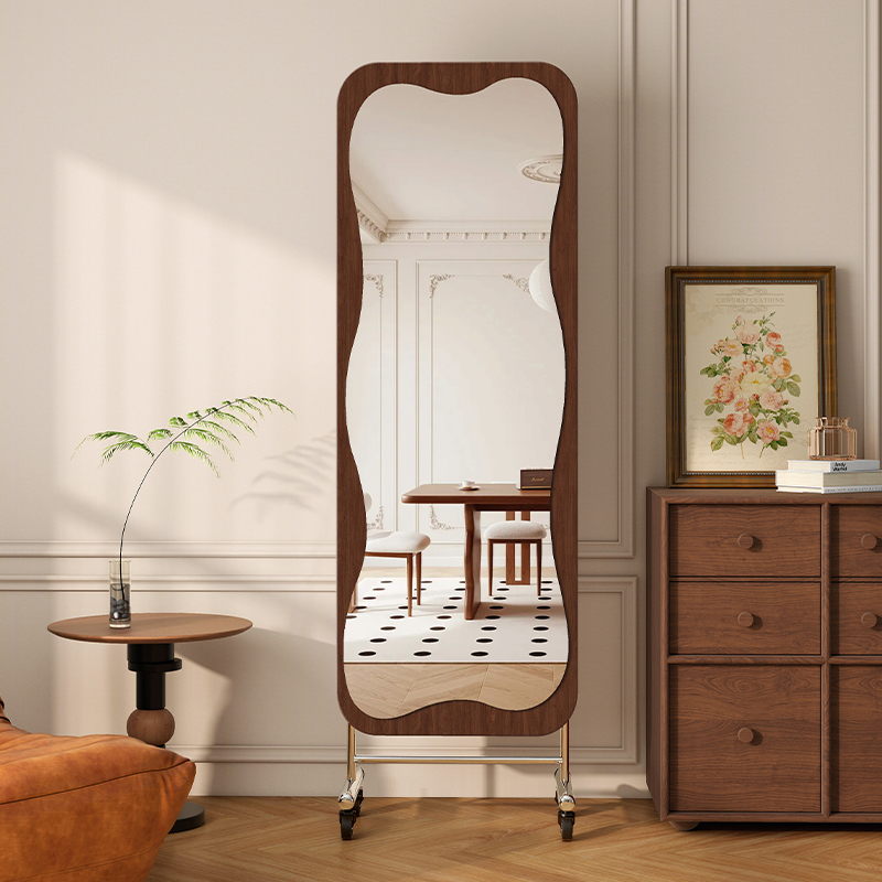 中古全身镜落地镜家用卧室可移动滑轮不锈钢穿衣镜网红大试衣镜子