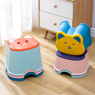 创意猫咪凳加厚防滑可叠放塑料凳子椅子家用儿童小板凳矮凳垫脚凳