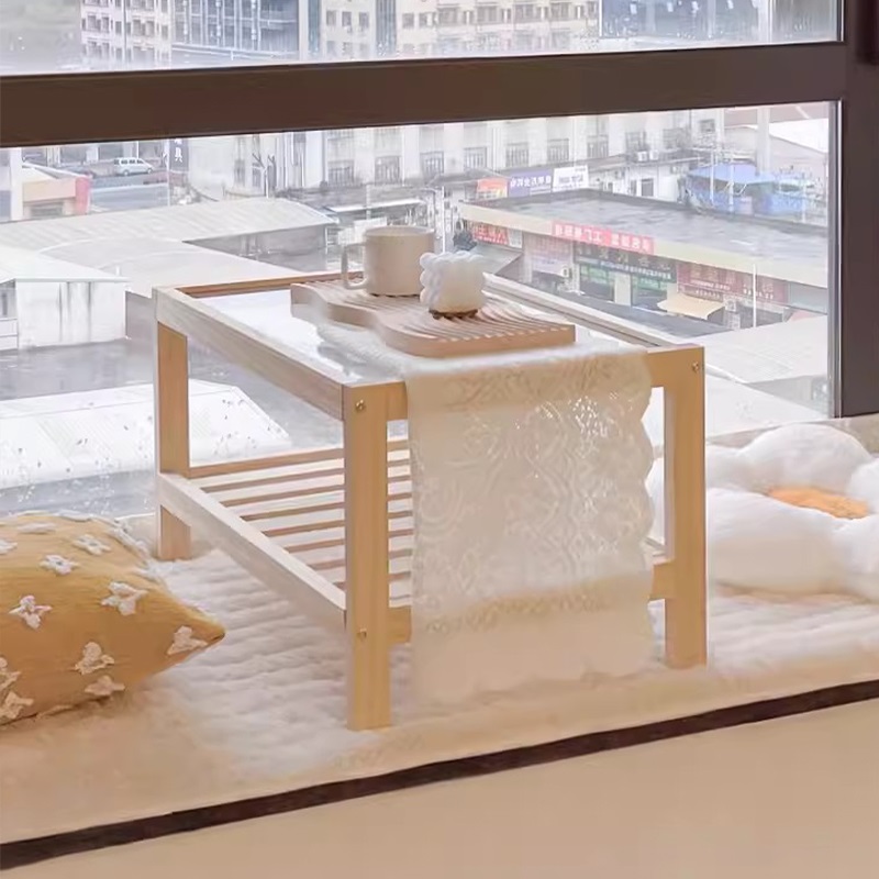 实木玻璃矮桌沙发边几卧室床头柜北欧ins风简约茶几小户型长方形