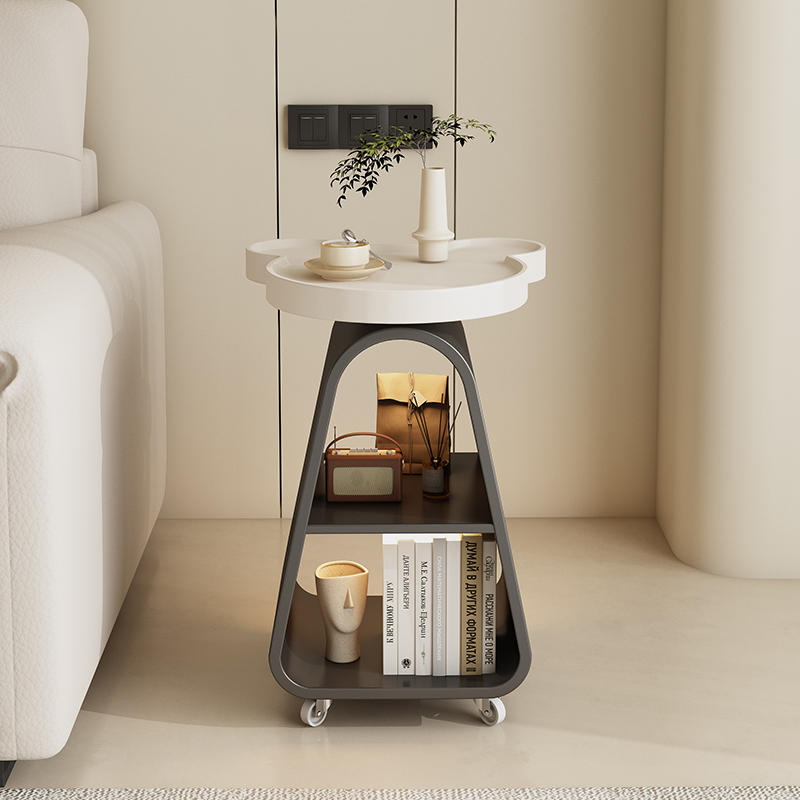 现代简约圆形移动小推车角几