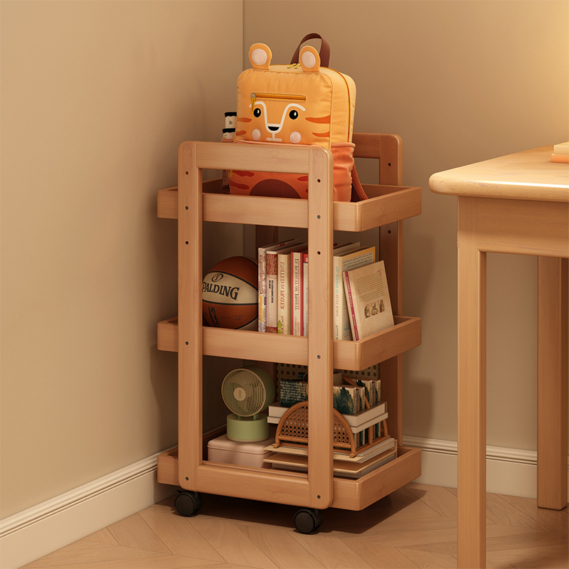 置物架落地可移动小推车书本带轮家用多层桌下收纳书架儿童书包架