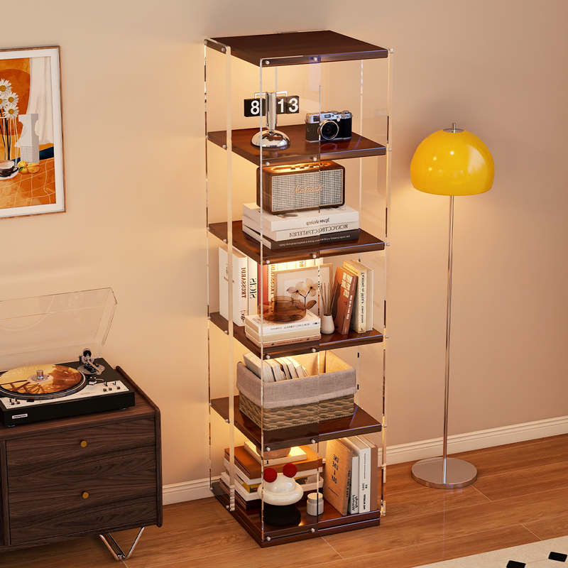 亚克力旋转书架360度实木书柜