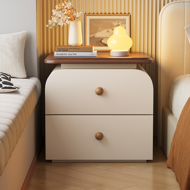 乐远实木简约现代奶油风床头柜