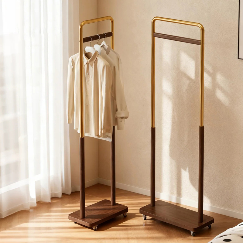 中古风落地式挂衣架移动衣帽架