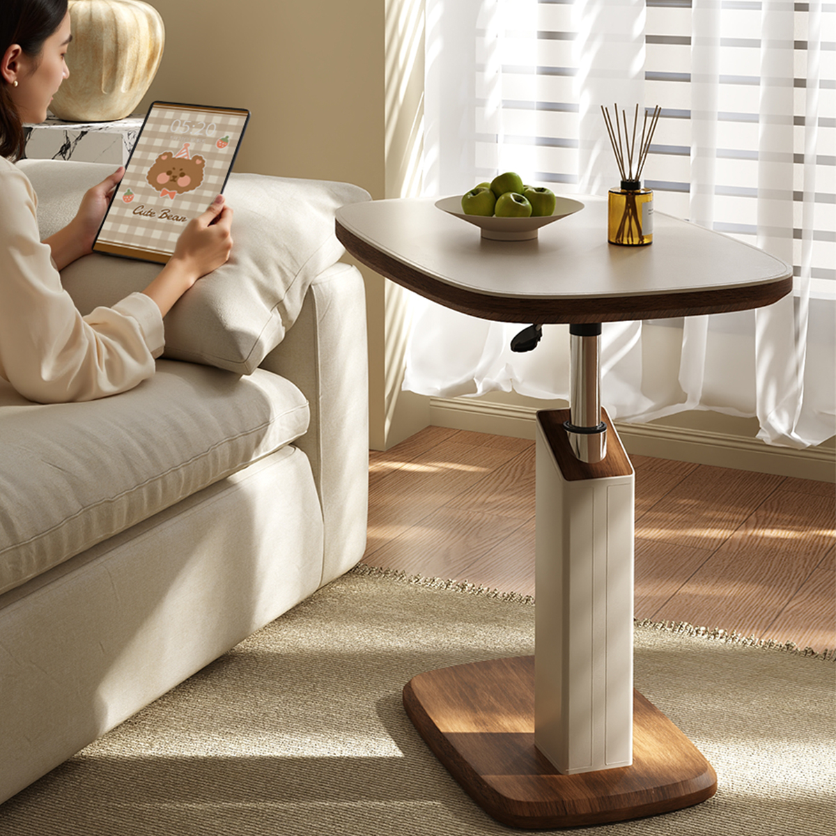 可移动升降床边夹缝桌