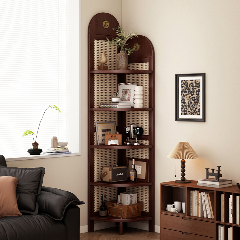 中古藤编转角置物架转角柜