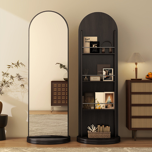 中古杂志架全身镜落地镜家用旋转穿衣镜女生卧室可移动大试衣镜子