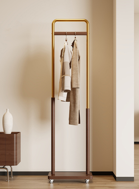 中古风卧室落地挂衣架衣帽架实木次净衣架小型2025新款入户门玄关