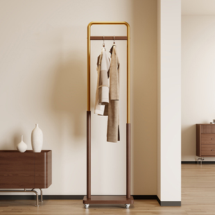 中古风卧室落地挂衣架衣帽架实木次净衣架小型2025新款入户门玄关