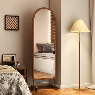 可移动全身镜家用落地镜网红拍照大镜子不锈钢带滑轮高清穿衣镜子