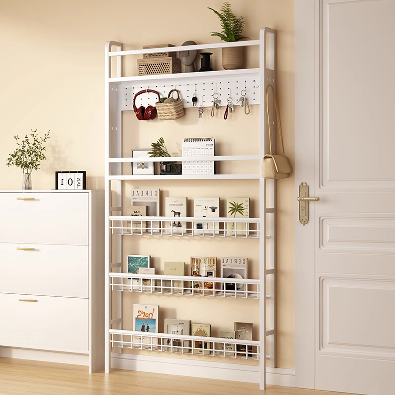 超薄洞洞板铁艺书架一体挂墙