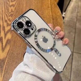 带镜头膜适用苹果16pro手机壳magsafe磁吸无线充电iPhone15透明13Promax新款防摔11超薄14plus全包12保护套