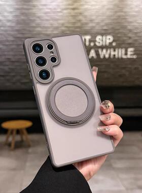 360旋转支架壳三星s25ultra手机壳适用于S25Edge新款25+磨砂24plus全包防摔24Ultra保护套s23+高级感s23u好壳