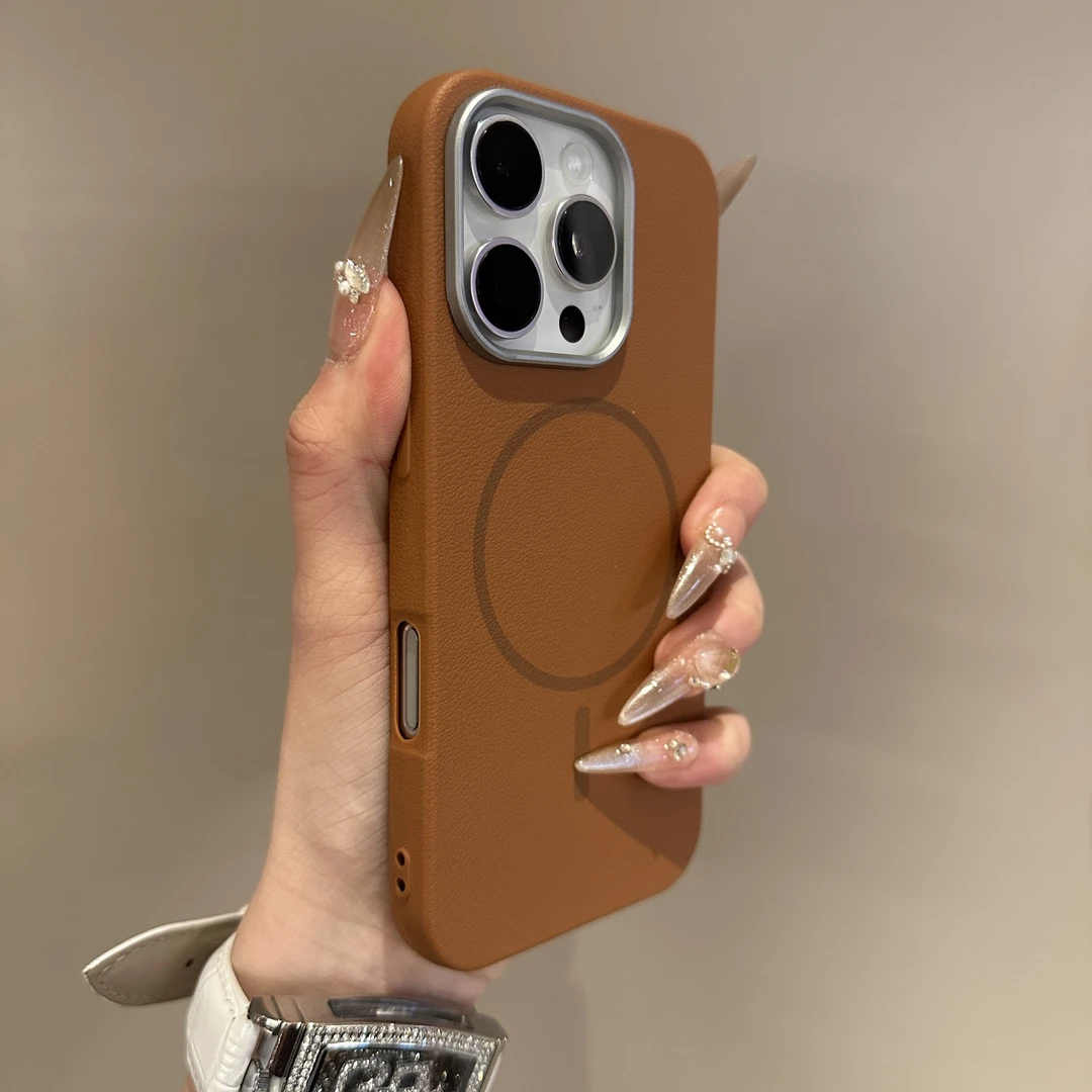 商务高级感磁吸细圈素皮纹