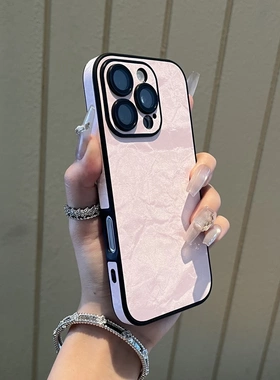 ins秋冬绒布雪山纹爆款iPhone17pro适用苹果16手机壳14ProMax新款11高级12全包13自带镜头膜16plus男女防摔套