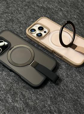 一体手带挂绳磁吸支架三合一新款适用苹果17Pro手机壳iPhone16promax肤感磨砂15PM全包12防摔ip14/13保护套12