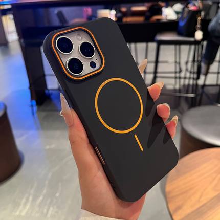细圈MagSafe磁吸撞色磨砂适用iPhone16pro苹果14手机壳16ProMax新款15防指纹12高级感13男女14plus防摔套Beat