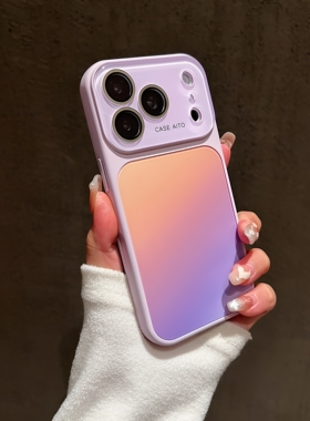 大视窗渐变保护壳适用苹果iPhone17promax手机壳全包镜头膜橙色黑色简约防摔16pro/15/14PM保护套6男女时尚款